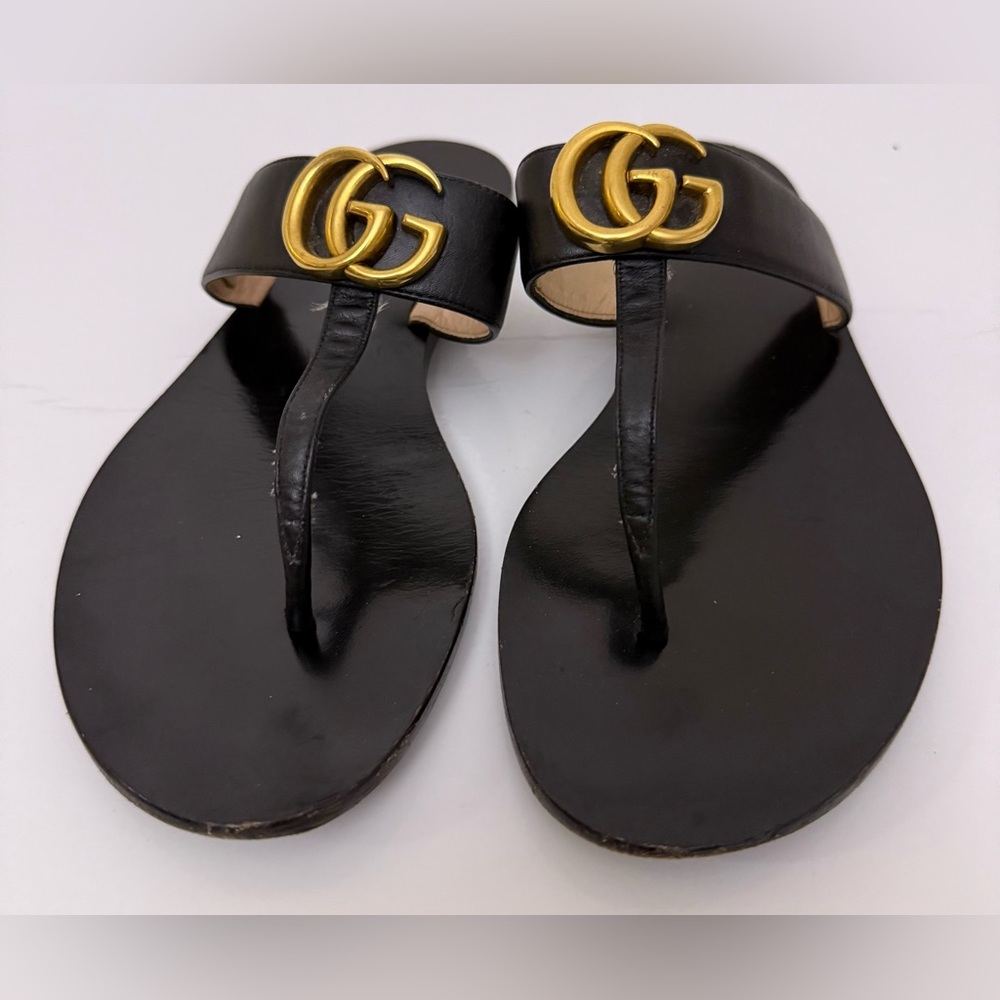 Gucci Black and Gold Sandals - Picture 2 of 16